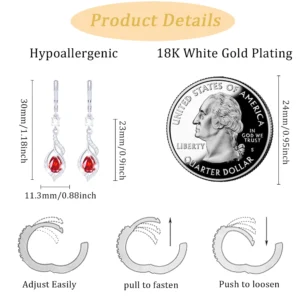 APSVO 18K White Gold Plated Drop Earrings for Women Girls